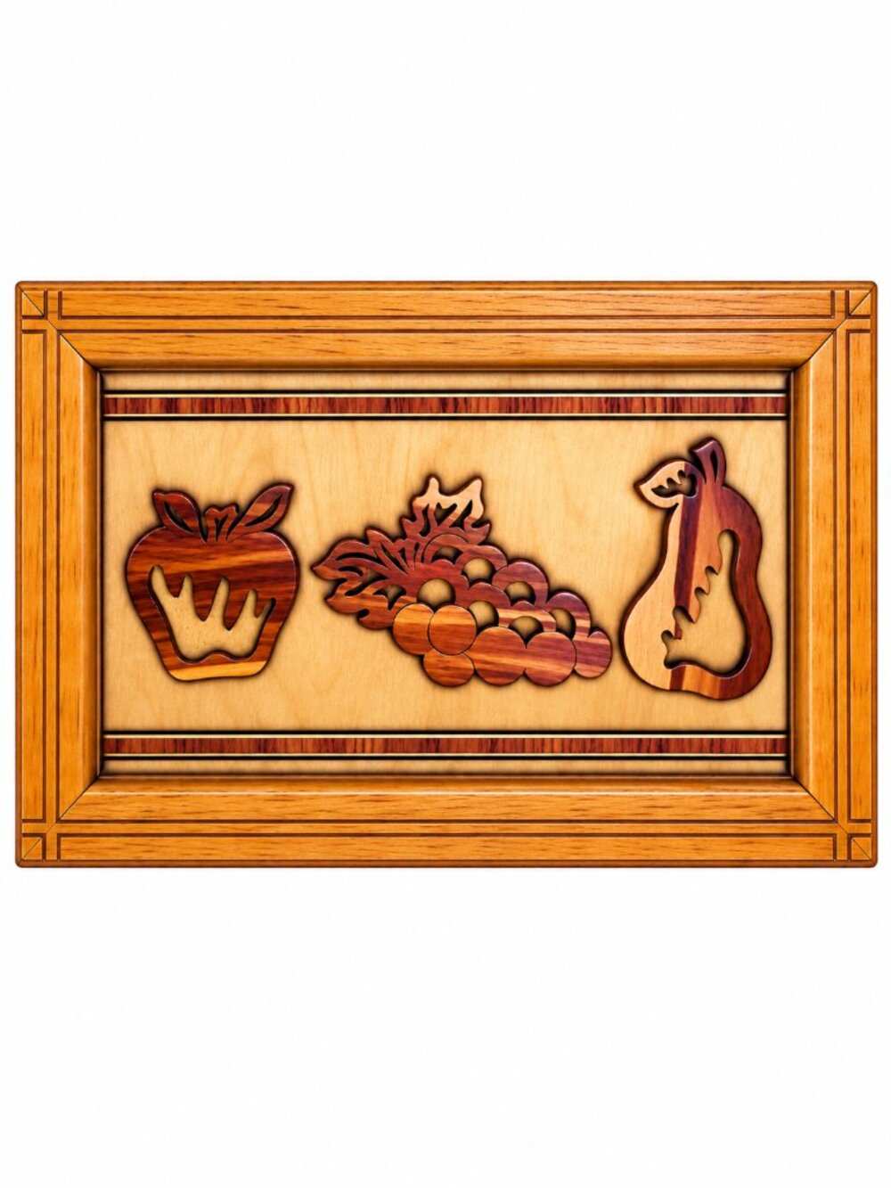 Vintage Carved Wood Fruit Wall Plaque Basket Grapes Pear Kitchen Decor Whimsical